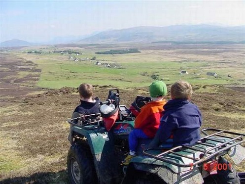   Martin, Kieran, and Donald March 2001 looking along Borve (Borbh)